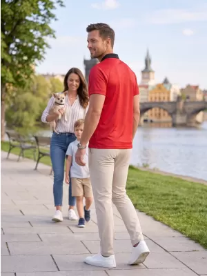 Muška funkcionalna majica kratkih rukava s vrhunskom kragnom ALTISPORT VOJ/ALM050TR05 CRVENA