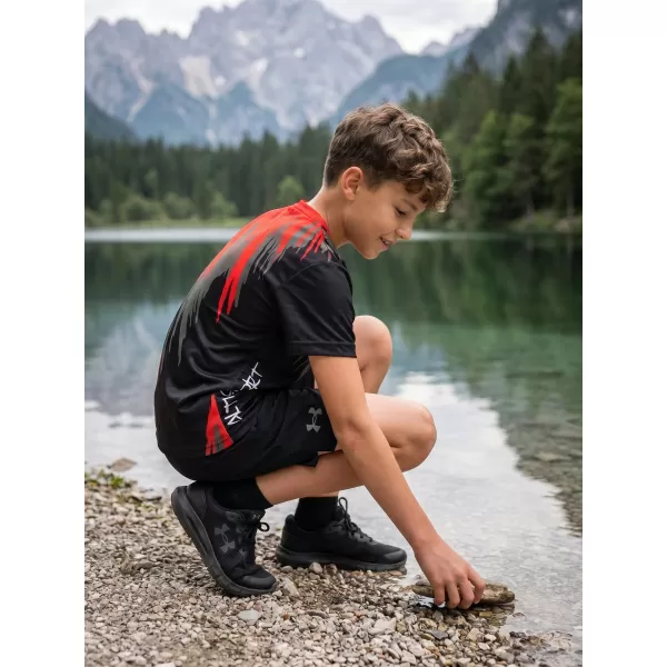  Dječja premium funkcionalna majica ALTISPORT VOJ/ALK006TR01 CRNO/CRVENO 