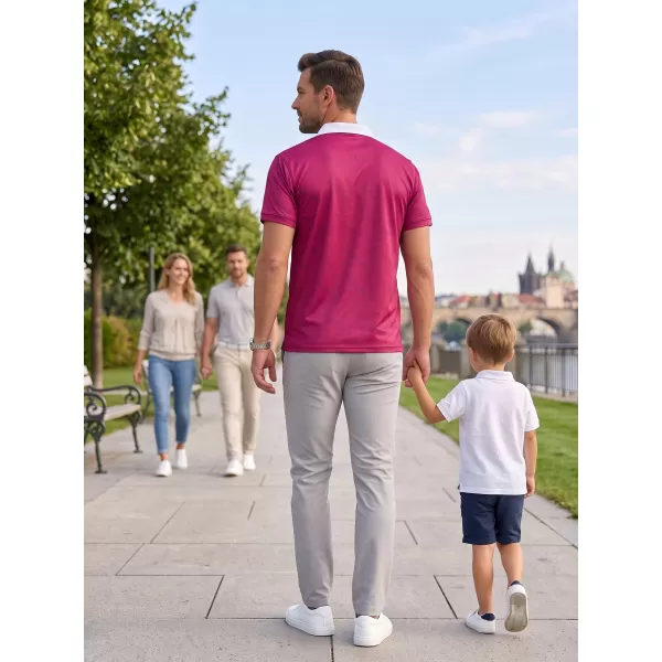  Muška funkcionalna majica kratkih rukava s vrhunskom kragnom ALTISPORT VOJ/ALM050TR05 TAMNOCRVENA 