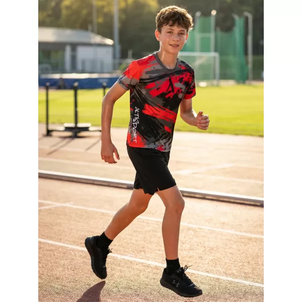  Dječja premium funkcionalna majica ALTISPORT VOJ/ALK014TR01 CRNO/CRVENO 