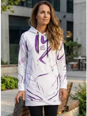 Ženski funkcionalni produljeni sweatshirt premium ALTISPORT VOJ/ALW049MI03 BIJELO/LJUBIČASTO
