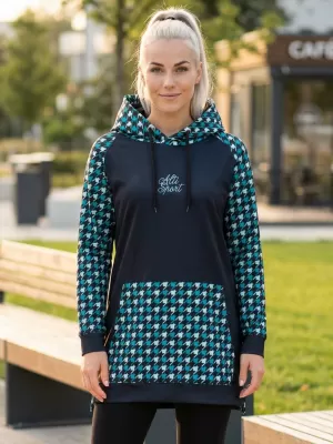 Ženski funkcionalni produljeni sweatshirt premium ALTISPORT VOJ/ALW048MI03 CRNA I PLAVA