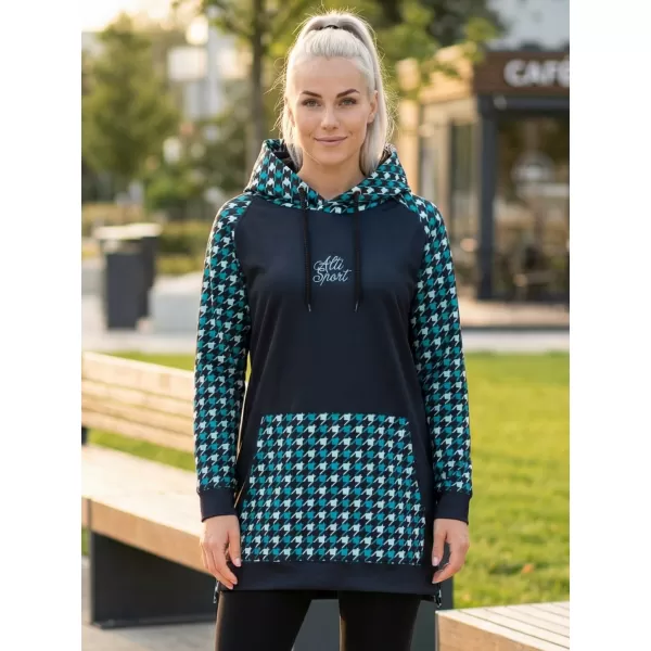  Ženski funkcionalni produljeni sweatshirt premium ALTISPORT VOJ/ALW048MI03 CRNA I PLAVA 
