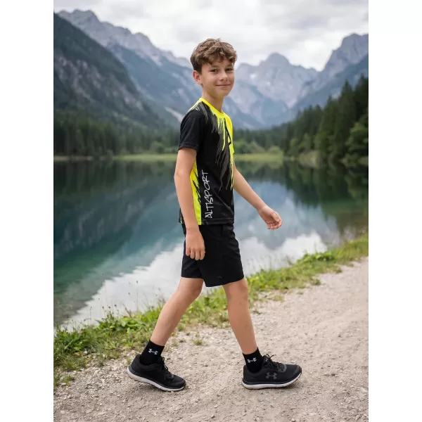  Dječja premium funkcionalna majica ALTISPORT VOJ/ALK006TR01 CRNA I ŽUTA 