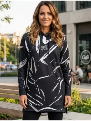 Ženski funkcionalni produljeni sweatshirt premium ALTISPORT VOJ/ALW049MI03 CRNO-BIJELO