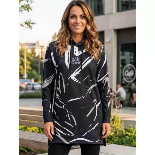  Ženski funkcionalni produljeni sweatshirt premium ALTISPORT VOJ/ALW049MI03 CRNO-BIJELO 