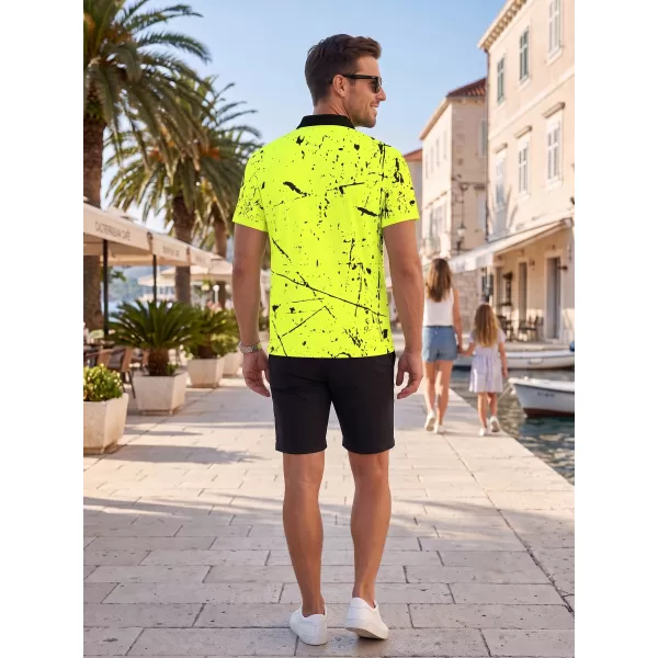  Muška funkcionalna majica kratkih rukava s vrhunskom kragnom ALTISPORT VOJ/ALM034TR05 NEON ŽUTA 