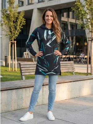Ženski funkcionalni produljeni sweatshirt premium ALTISPORT VOJ/ALW049MI03 CRNA I PLAVA