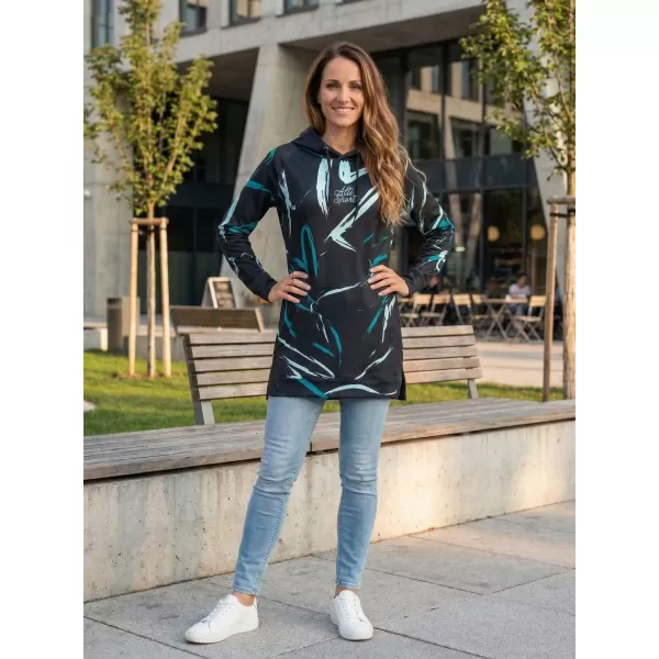  Ženski funkcionalni produljeni sweatshirt premium ALTISPORT VOJ/ALW049MI03 CRNA I PLAVA 