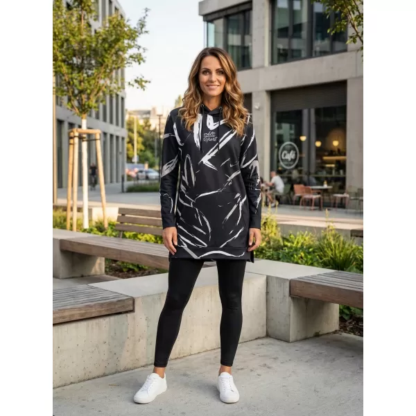  Ženski funkcionalni produljeni sweatshirt premium ALTISPORT VOJ/ALW049MI03 CRNO-BIJELO 