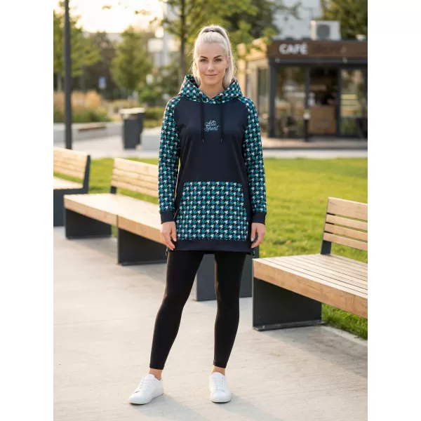  Ženski funkcionalni produljeni sweatshirt premium ALTISPORT VOJ/ALW048MI03 CRNA I PLAVA 
