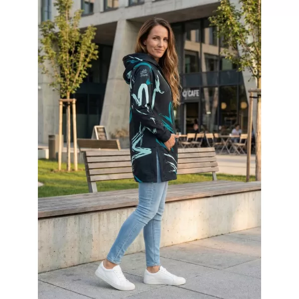 Ženski funkcionalni produljeni sweatshirt premium ALTISPORT VOJ/ALW049MI03 CRNA I PLAVA 