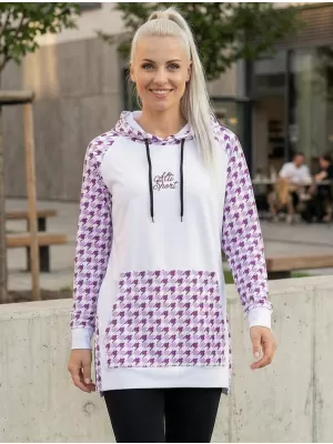 Ženski funkcionalni produljeni sweatshirt premium ALTISPORT VOJ/ALW048MI03 BIJELO/LJUBIČASTO