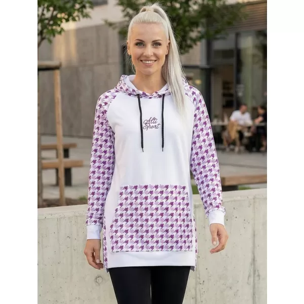  Ženski funkcionalni produljeni sweatshirt premium ALTISPORT VOJ/ALW048MI03 BIJELO/LJUBIČASTO 