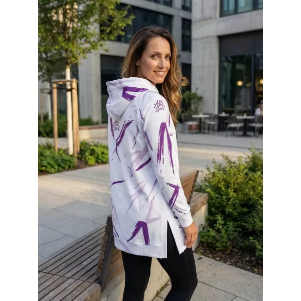 Ženski funkcionalni produljeni sweatshirt premium ALTISPORT VOJ/ALW049MI03 BIJELO/LJUBIČASTO 