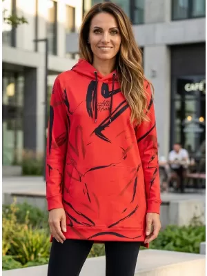 Ženski funkcionalni produljeni sweatshirt premium ALTISPORT VOJ/ALW049MI03 CRVENA I CRNA