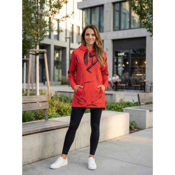  Ženski funkcionalni produljeni sweatshirt premium ALTISPORT VOJ/ALW049MI03 CRVENA I CRNA 