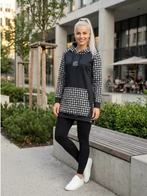 Ženski funkcionalni produljeni sweatshirt premium ALTISPORT VOJ/ALW048MI03 CRNO-BIJELO