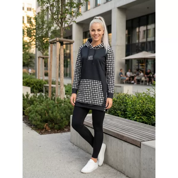  Ženski funkcionalni produljeni sweatshirt premium ALTISPORT VOJ/ALW048MI03 CRNO-BIJELO 
