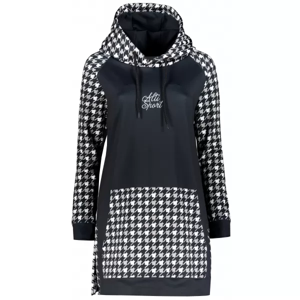  Ženski funkcionalni produljeni sweatshirt premium ALTISPORT VOJ/ALW048MI03 CRNO-BIJELO 