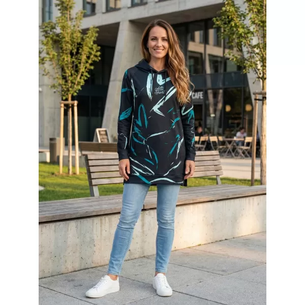  Ženski funkcionalni produljeni sweatshirt premium ALTISPORT VOJ/ALW049MI03 CRNA I PLAVA 
