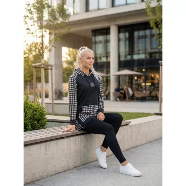  Ženski funkcionalni produljeni sweatshirt premium ALTISPORT VOJ/ALW048MI03 CRNO-BIJELO 