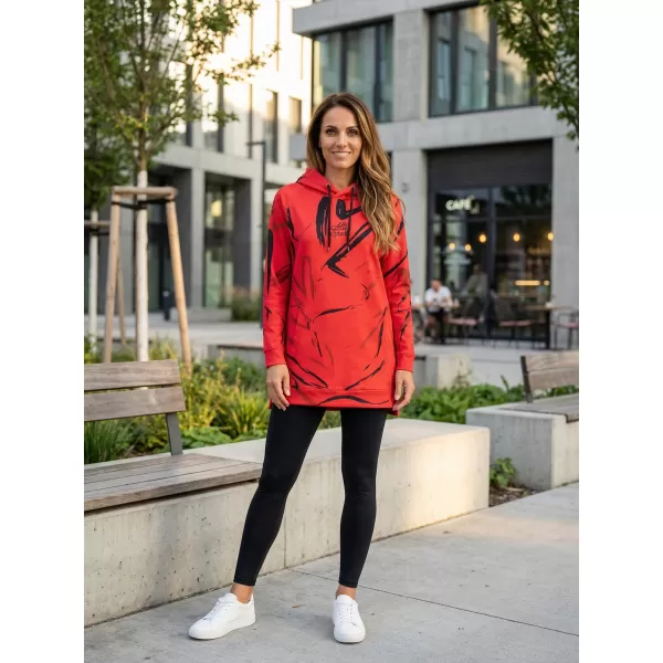  Ženski funkcionalni produljeni sweatshirt premium ALTISPORT VOJ/ALW049MI03 CRVENA I CRNA 