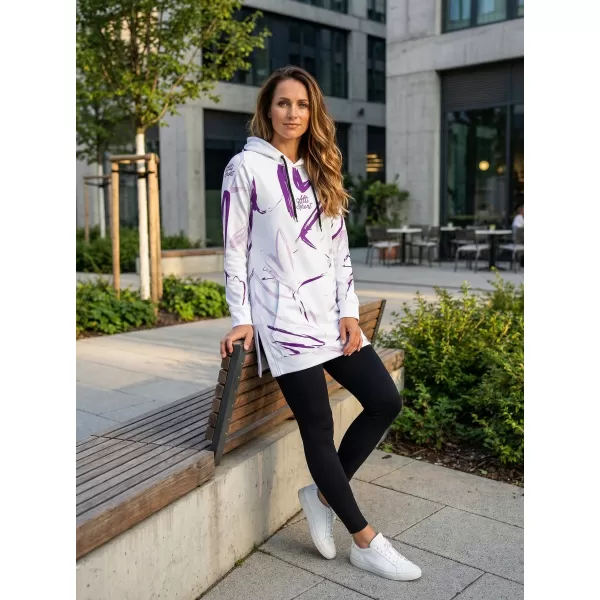  Ženski funkcionalni produljeni sweatshirt premium ALTISPORT VOJ/ALW049MI03 BIJELO/LJUBIČASTO 