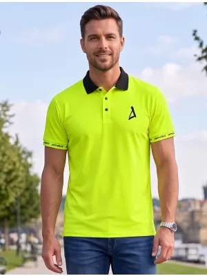 Muška funkcionalna majica kratkih rukava s vrhunskom kragnom ALTISPORT VOJ/ALM000TR05 NEON ŽUTA