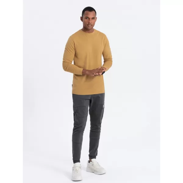  Muški majica s dugim rukavom OMBRE OM-LSBL-0106 SENF 