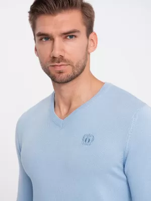 Muški džemper OMBRE OM-SWBS-0107 SVIJETLOPLAV