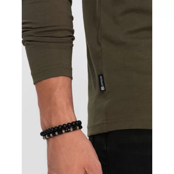  Muški majica s dugim rukavom OMBRE OM-LSBL-0106 TAMNA MASLINA 