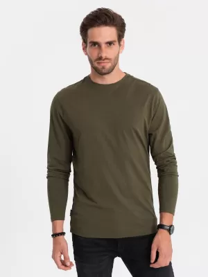 Muški majica s dugim rukavom OMBRE OM-LSBL-0106 TAMNA MASLINA