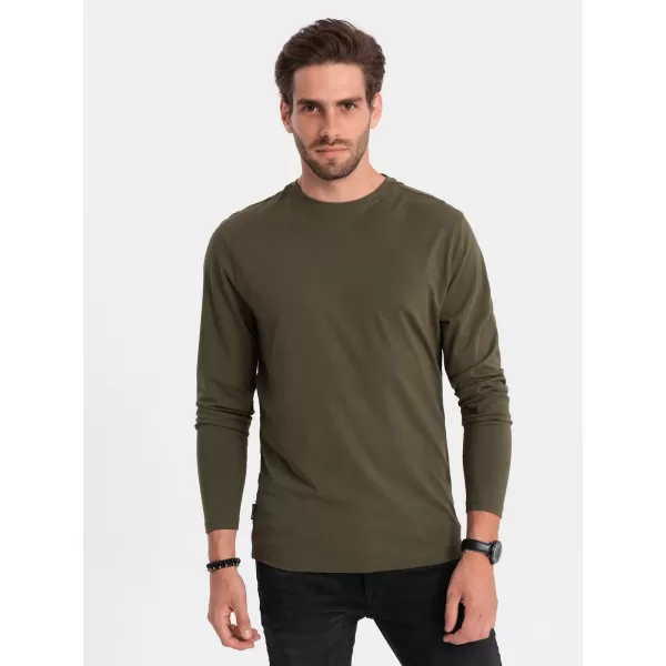  Muški majica s dugim rukavom OMBRE OM-LSBL-0106 TAMNA MASLINA 