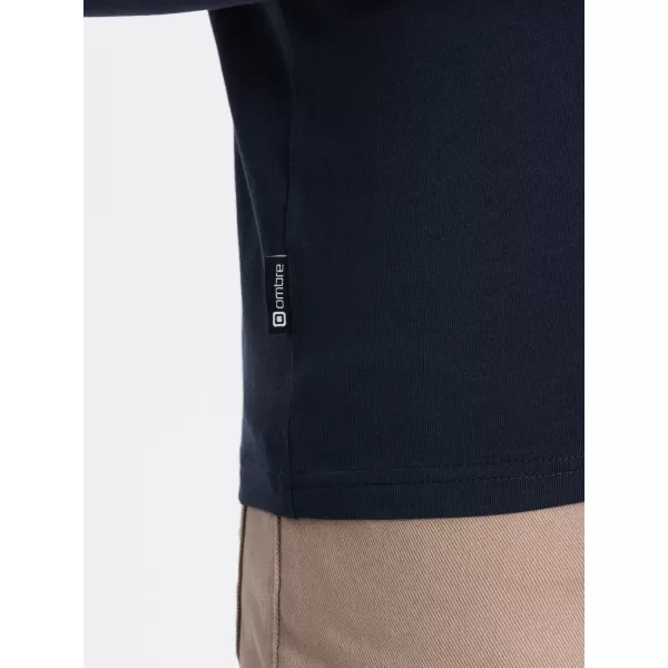  Muški majica s dugim rukavom OMBRE OM-LSCL-0102 MORNARSKO PLAVA BOJA 