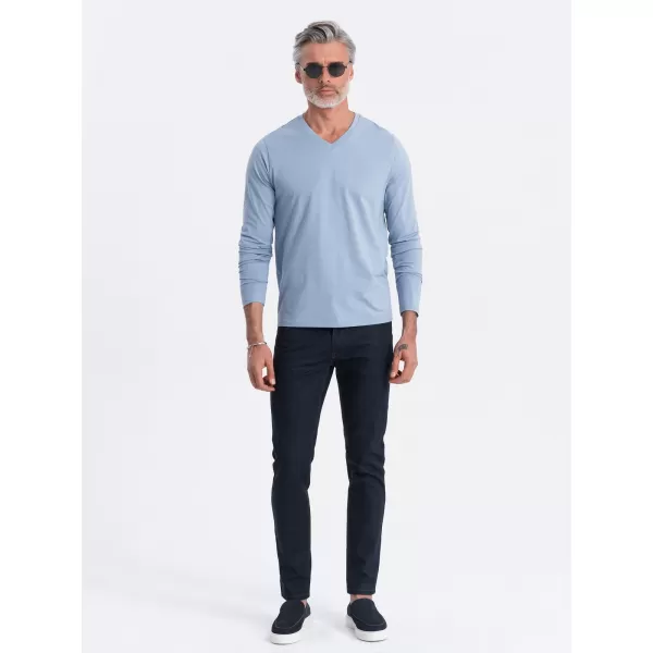  Muški majica s dugim rukavom OMBRE OM-LSBL-0108 PLAVI TRAPER 