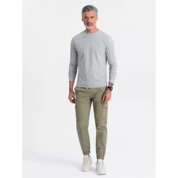  Muški majica s dugim rukavom OMBRE OM-LSBL-0106 SIVA MELANGA 