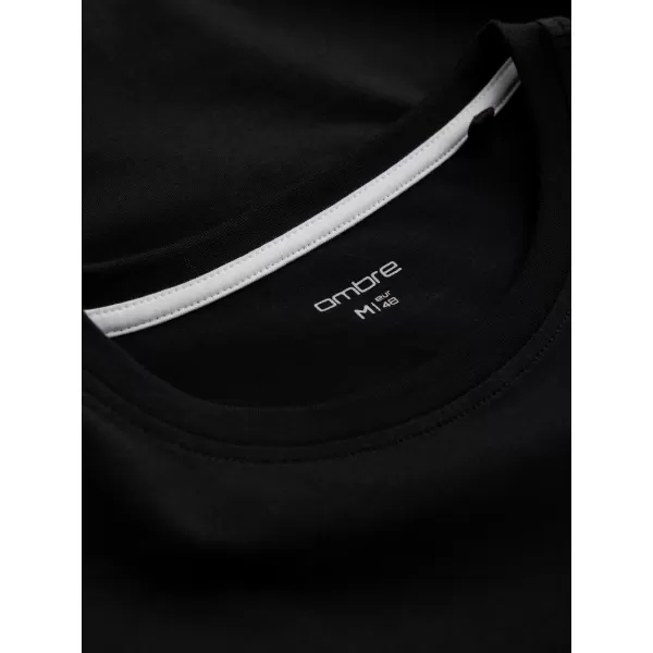  Muški majica s dugim rukavima OMBRE OM-LSCL-0102 CRNI 