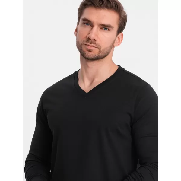  Muški majica s dugim rukavom OMBRE OM-LSBL-0108 CRNI 