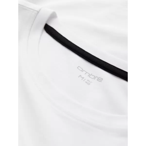  Muški majica s dugim rukavom OMBRE OM-LSCL-0102 BIJELA 