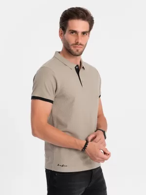Košulja OMBRE OM-POSS-0113 TAMNA BEŽ