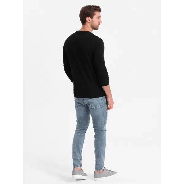  Muški majica s dugim rukavima OMBRE OM-LSCL-0102 CRNI 
