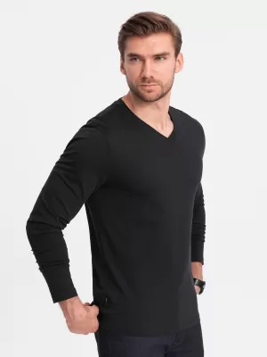 Muški majica s dugim rukavom OMBRE OM-LSBL-0108 CRNI