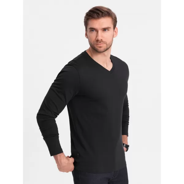  Muški majica s dugim rukavom OMBRE OM-LSBL-0108 CRNI 