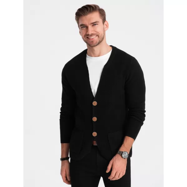  Muški džemper OMBRE OM-SWCD-0109 CRNI 