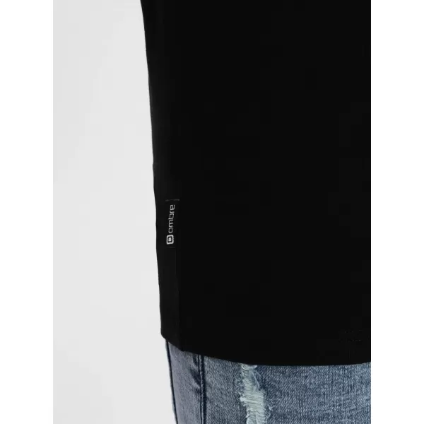  Muški majica s dugim rukavima OMBRE OM-LSCL-0102 CRNI 