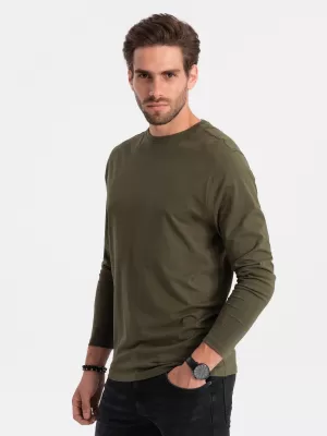 Muški majica s dugim rukavom OMBRE OM-LSBL-0106 TAMNA MASLINA