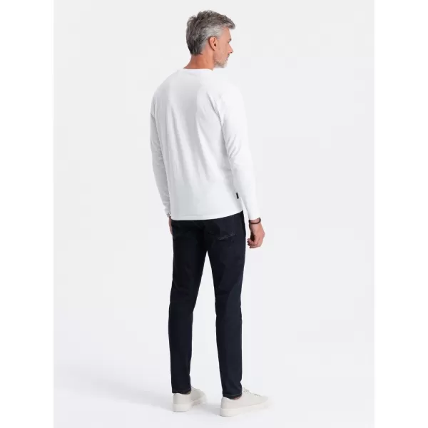  Muški majica s dugim rukavima OMBRE OM-LSBL-0106 BIJELA 