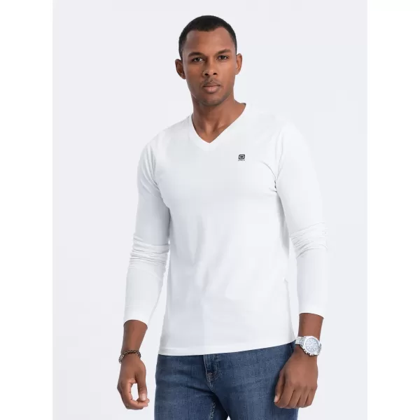  Muški majica s dugim rukavom OMBRE OM-LSCL-0110 BIJELA 