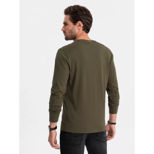  Muški majica s dugim rukavom OMBRE OM-LSBL-0106 TAMNA MASLINA 